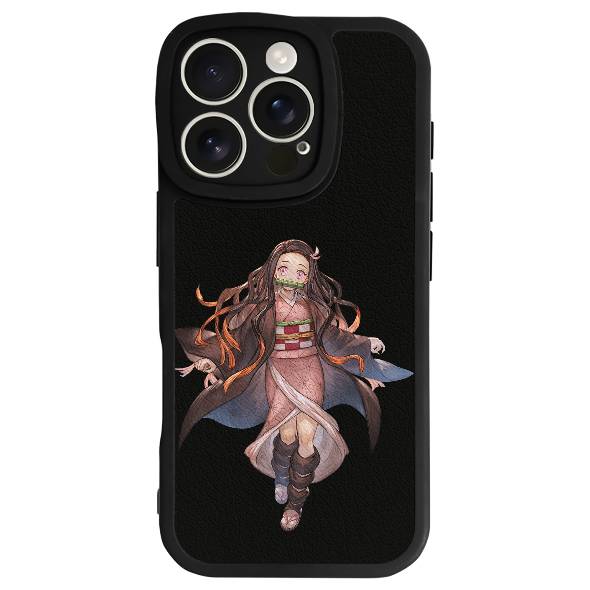 （画像用） 鬼滅の刃（きめつのやいば）竈門 禰󠄀豆子／かまど ねずこ Kamado Nezuko 【iPhone 16シリーズ対応】シリコンスマホケース（レザー調） 材質：シリコン